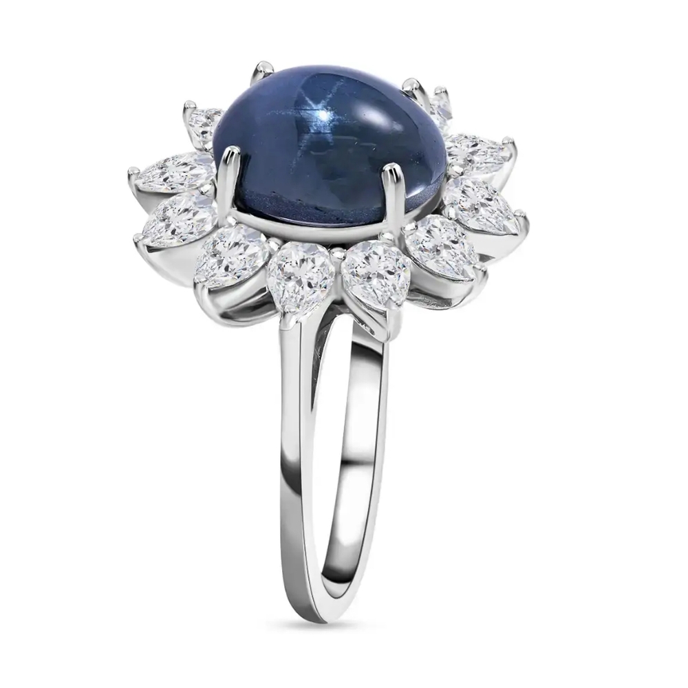 NWOT! Genuine Blue Star Sapphire and Moissanite Ring - Picture 8 of 9